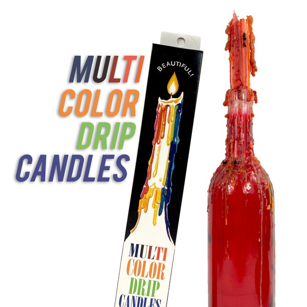 12- Pack Multi - Color Drip Candles | Rainbow Drip Color | 12 Packets