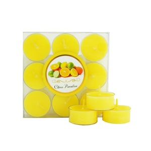 Velas TEALIGHT de 2 pacotes, velas de AROMATERAPIA, luzes de chá perfumadas, mini vela de luxo Citrus Paradise, ideia única de presente aromático