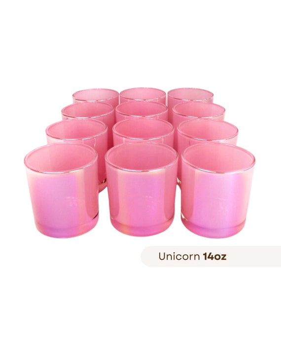 12-PACK 14oz. Iridescent Pink Candle Vessels Bulk, IRIDESCENT Pink Jars,  Candle Vessels, 12- Pk Round Pink 14 Oz Unicorn Iridescent - Etsy