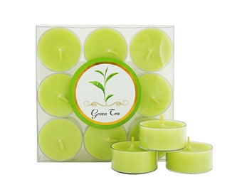 Set van 2 THEELICHTKAARSEN, AROMATHERAPIE-kaarsen, geurtheelichtjes, luxe mini-kaars groene thee Uniek aromatisch cadeau-idee