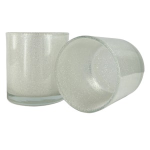 CANDLE VESSELS, EMPTY Candle Jars, Candle Maker, Pack of 12 White Glittered 9.5oz Monticiano Candle Making Glasses