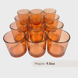 12-PACK 9.5oz. Maple Candle Jars, Glass Candle Vessels, Bulk Candle Jars, Pack of 12 Maple 9.5oz Modern Candle-Making Jars