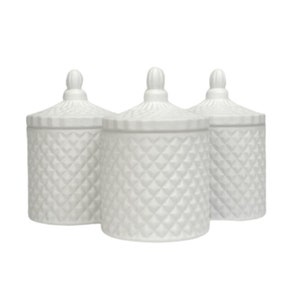 3-PACK Matte White 10oz Candle Glass with Lid, Candle Jars with Lid, Pack of 3 White Candle-Making Jars