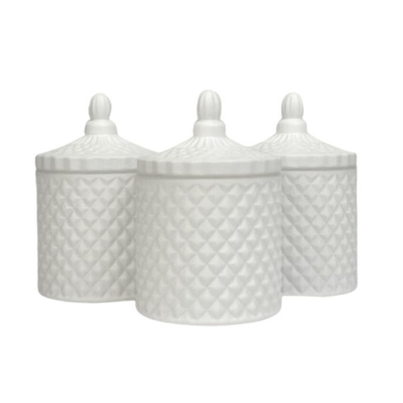 10 oz France Matte White Candle Vessel - (Pack of 3)