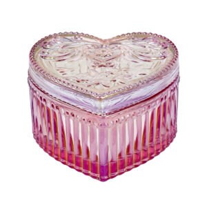 Pink Glass Heart-Shaped Candlestick Holders - Set Of 2, 3.3 Inch, For Wedding & Decor - View #5
