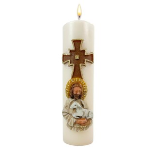 Candela Pasquale In Cera Con Decoro Di Agnello – Altezza 165 Mm, Per Decorazioni E Tradizioni Religiose