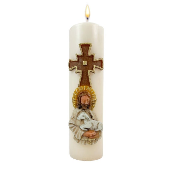 Candela Pasquale In Cera Con Decoro Di Agnello – Altezza 165 Mm, Per Decorazioni E Tradizioni Religiose