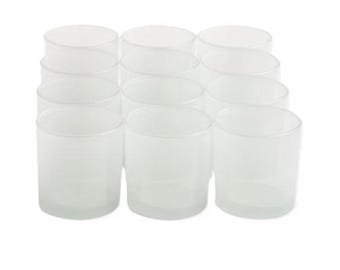 12-PACK Crystal White Jars, Glass Empty Candle Jars, White Candle Vessels, Candle Making Glass Jar Pack of 12 Pieces, Modern, Candle Holders