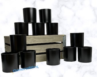 12-PACK 9.5oz. Matte Black Candle Jars, Glass Candle Vessels, Bulk Black Candle Jars, Pack of 12 Matte Black 9.5oz Modern Candle-Making Jars