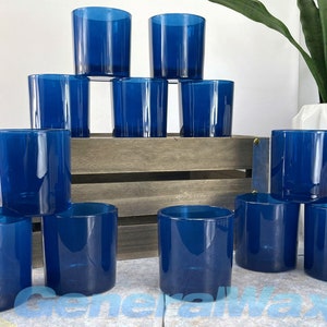 Glass CANDLE JAR, Candle Vessels, GALAXY Candle, 12-pack 9.5oz Monticiano Galaxy Blue Glass Home Wax Candle Jar Set Perfect for Home Decor