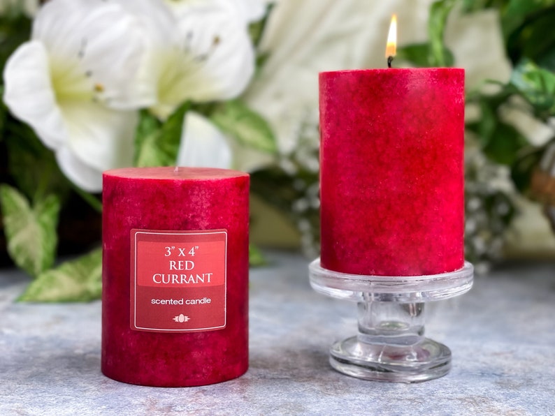3 x 4 Scented Mottled Pillar Candle Red Currant Etsy