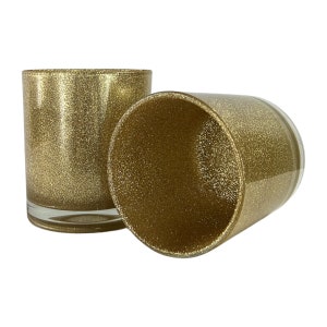 CANDLE VESSELS, EMPTY Candle Jars, Candle Maker, Pack of 12 Gold Glittered 14 Oz Candle Making Glasses