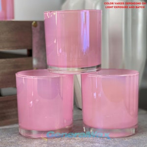 12-PACK 9.5oz Iridescent Pink Glass Jars, IRIDESCENT Glassware, Modern ...