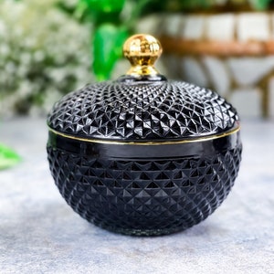 Glass CANDLE JAR, Candle Vessels, VANITY Organizer, 3 Pack Large 10oz Black Vanity Candle Glass Jar Set Perfect for Home Decoration