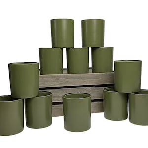 Glass Candle Jar, Candle Vessels, EMPTY CANDLE JARS, Affordable 12- pk 14oz Matte Olive Glass Home Wax Candle Jar Perfect for Home Decor