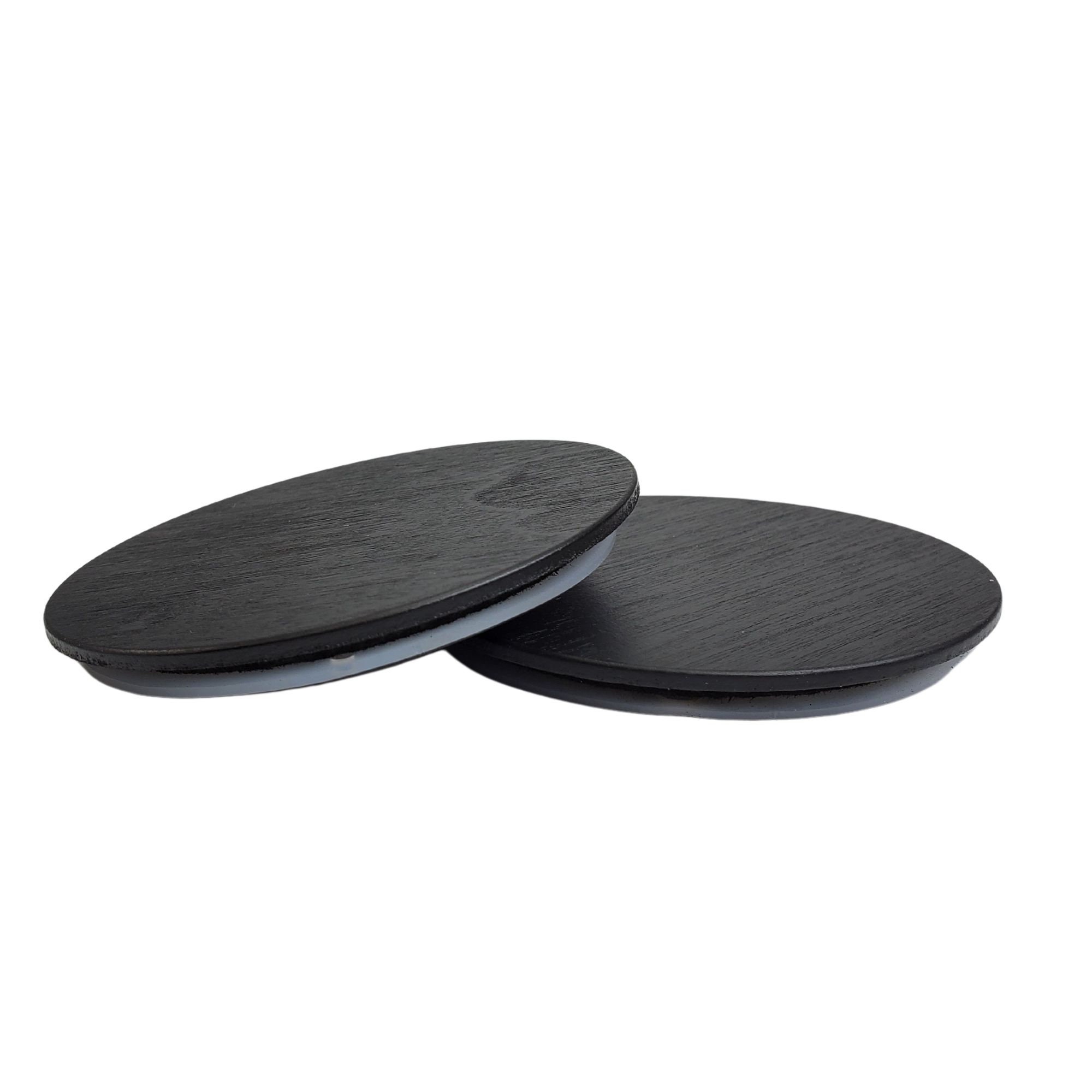 CUBIERTA PARA POLVO DE VELAS, Tapas para velas, Adorno para velas, Paquete redondo con acabado brillante mínimo de 12 tapas protectoras para velas pequeñas de madera negra