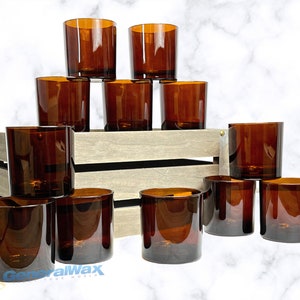Empty CANDLE JARS, GLASS Candle Jar, Bulk Candle Jars, Amber 9.5 oz Monticiano Candle Making Glass Jar Pack of 12 Pieces