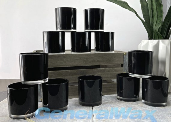 Empty CANDLE JARS, GLASS Candle Jar, Bulk Candle Jars, Black 9.5 Oz  Monticiano Candle Making Glass Jar Pack of 12 Pieces 