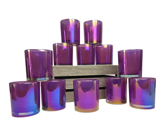 Glass CANDLE JAR, IRIDESCENT Glassware, Candle Vessels, 12-pack