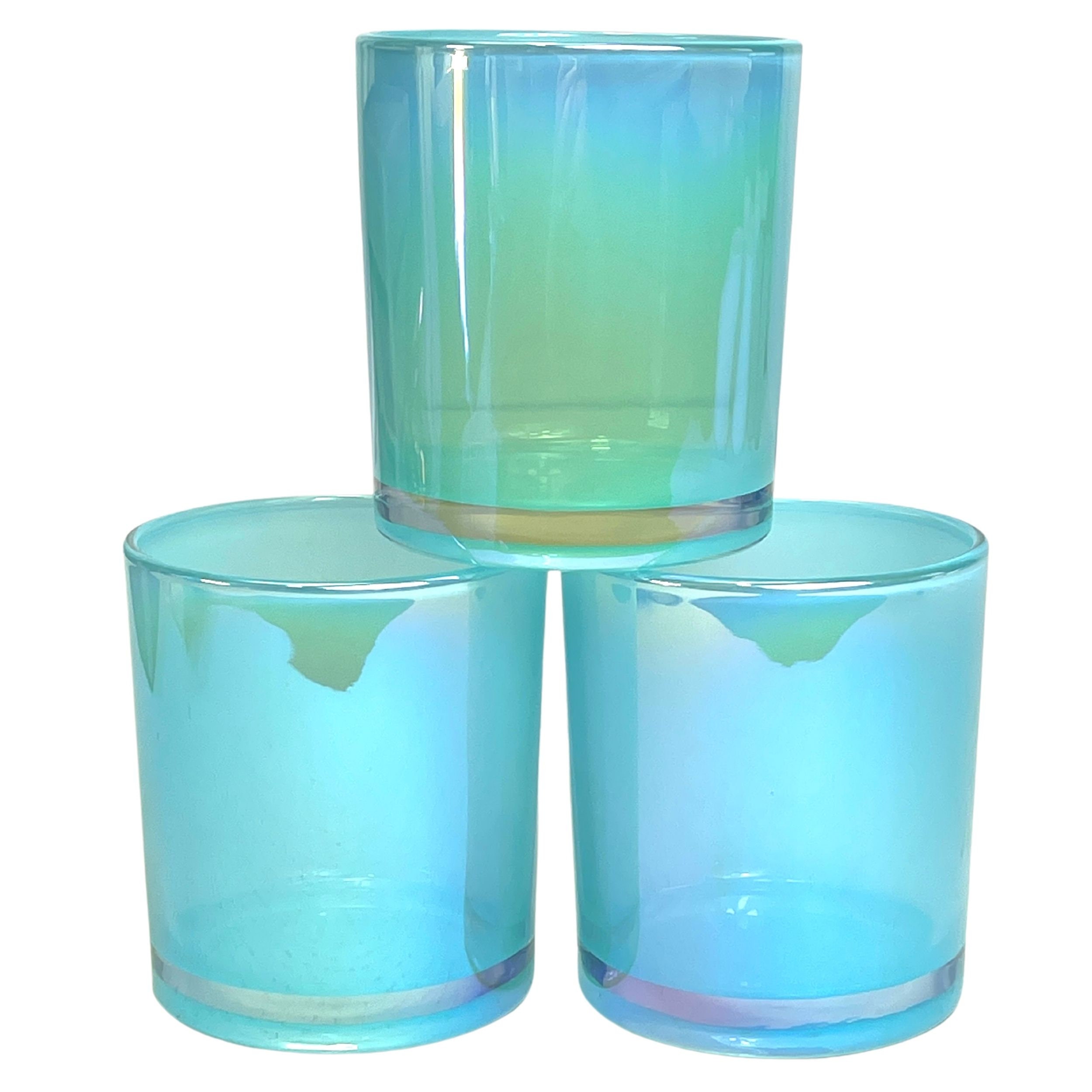 Glass CANDLE JAR, IRIDESCENT Glassware, Candle Vessel, 12pack Round Colored  9.5oz Monticiano Chroma Flair Iridescent Empty Candle Making Jar 