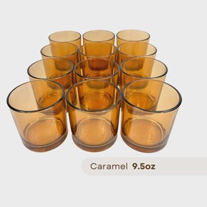 12-PACK 9.5oz. Caramel Candle Jars, Glass Candle Vessels, Bulk Candle Jars, Pack of 12 Caramel 9.5oz Modern Candle-Making Jars