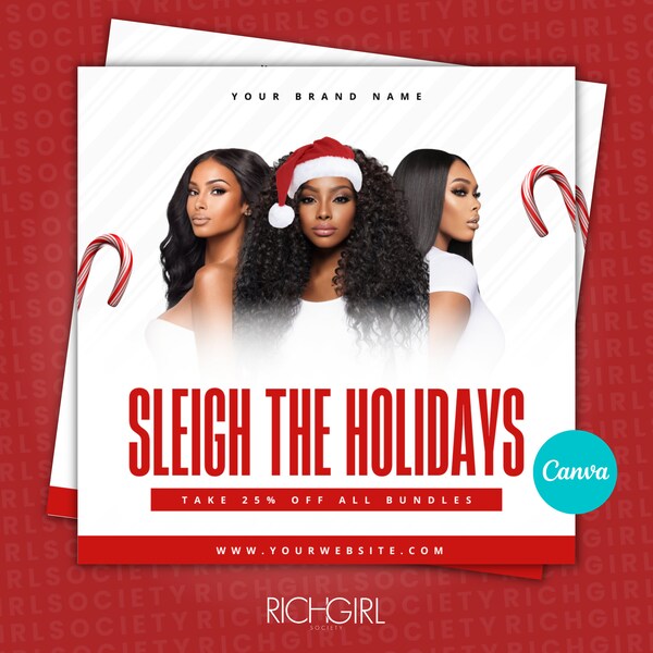 DIY Holiday Sale Flyer, Bundle Deals, Christmas Sale, Hair, Lashes, Nails, Editable Canva Template