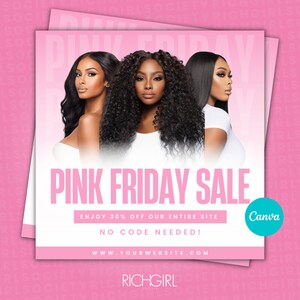 Pink Friday Flyer, Hair Stylist IG Flyer, Lash Tech, Bookings flyer, Black Friday sale flyer, hair business, nails, lashes, braids, boutique
