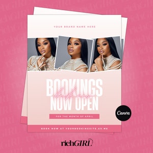 DIY Booking Flyer, Appointments available, Spring Flyer,  Bundle Deals, Hair, Lashes, Nails, Editable Canva Template
