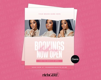 DIY Booking Flyer, Appointments available, Spring Flyer,  Bundle Deals, Hair, Lashes, Nails, Editable Canva Template