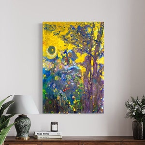 Odilon Redon, Trees on a Yellow Background 1901 Wall Art Canvas Print, Fine Art Poster, Printed Reproduction Decor
