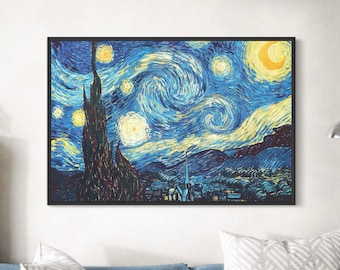 Starry Night Canvas / Poster Print | Van Gogh Fine Art Reproduction Framed Wall Art