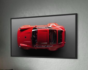 Red Porsche Sports Car Canvas & Poster | Luxury Automotive Wall Art | Modern Car Decor for Enthusiasts | Porsche Lover Gift