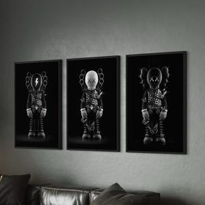 Set di 3 tele da parete Kaws / 3 stampe poster con figure Kaws / Mix di stampe Hypebeast di arte moderna / Decorazioni per la casa e l'ufficio