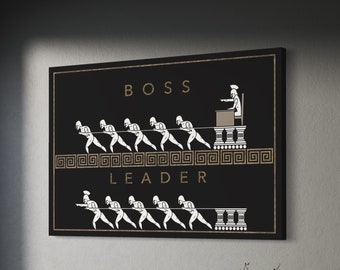 Boss vs Leader Motivational Canvas Wall Art | Poster Print - Inspiring Office Decor for Leaders and Entrepreneurs