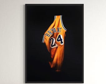 Kobe Bryant Jersey Canvas Wall Art | Poster Print - Iconic #24 Lakers Decor for Home & Office - Perfect Gift for Basketball Fans