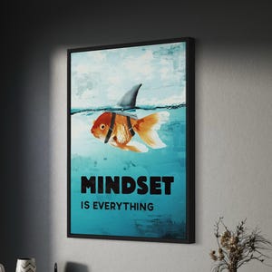 Mindset Is Everything Motivational Canvas Wall Art | Graphic Style Poster Print | Modern Printed Art Decor