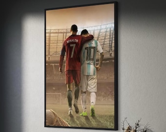 Ronaldo & Messi Canvas Wall Art | Football Legends Poster Print