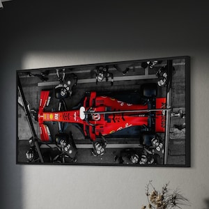 Formula 1 Ferrari Motivational Canvas Wall Art | Poster Print, F1 One Modern Sports Car Framed Art Decoration Gift Idea