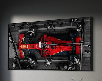 Formula 1 Ferrari Motivational Canvas Wall Art | Poster Print, F1 One Modern Sports Car Framed Art Decoration Gift Idea