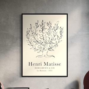 Henri Matisse Le Buisson, schizzo di un albero, 1951, poster, stampa artistica da parete / stampa su tela moderna, dipinto minimalista stampato, riproduzione d'arte vintage