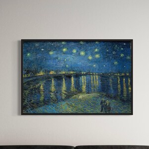 Starry Night Over the Rhone Canvas | Vincent van Gogh Wall Art, Fine Art Poster Print Reproduction, Famous Painting Decor