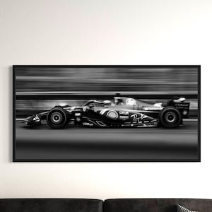 Formula 1 Racing Car Black & White Art Poster Print | Motorsport Photography | F1 Canvas Wall Art Decor | High-Speed Racing Artwork