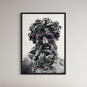 Modern Zeus Sculpture Portrait Canvas Wall Art | Elegant Poster Print for Home Decor | Unique Gift for Mythology Enthusiasts