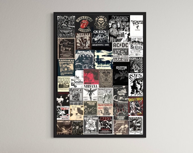 Classic Rock ‘n’ Roll Wall Art Collage: Iconic Music Legends Canvas/Poster Print Collection