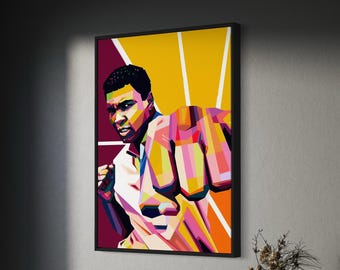 Muhammad Ali ’Kick Wpap Art Colors’ - Canvas Wall Art Poster Print Giclee, Boxing Sport Printed Art Decor, Gift Idea