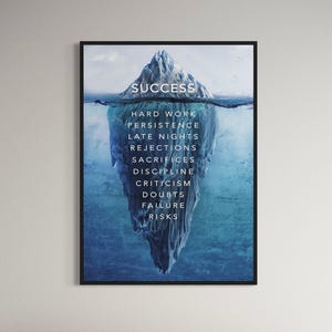 Success Iceberg Motivational Canvas Wall Art | Poster Print, Entrepreneur Modern Art Decor Gift Idea