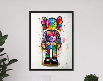 Kaws Companion Figure Canvas Wall Art | Kaws Colorful Graphic Poster Print, Hypebeast Print, Modern Art Poster, Home & Office Decor