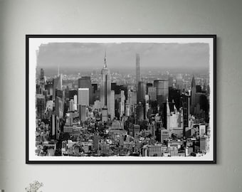 New York City Skyline Canvas Wall Art | NYC Cityscape Panoramic Poster Print