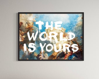 The World Is Yours Motivational Quote Canvas Wall Art | Poster Print, Printed Smooth Surface Giclee, Art Decoration