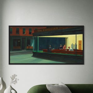 Stampa su tela "I falchi della notte" di Edward Hopper / Stampa su tela del famoso dipinto del 1942, decorazione d'arte moderna americana